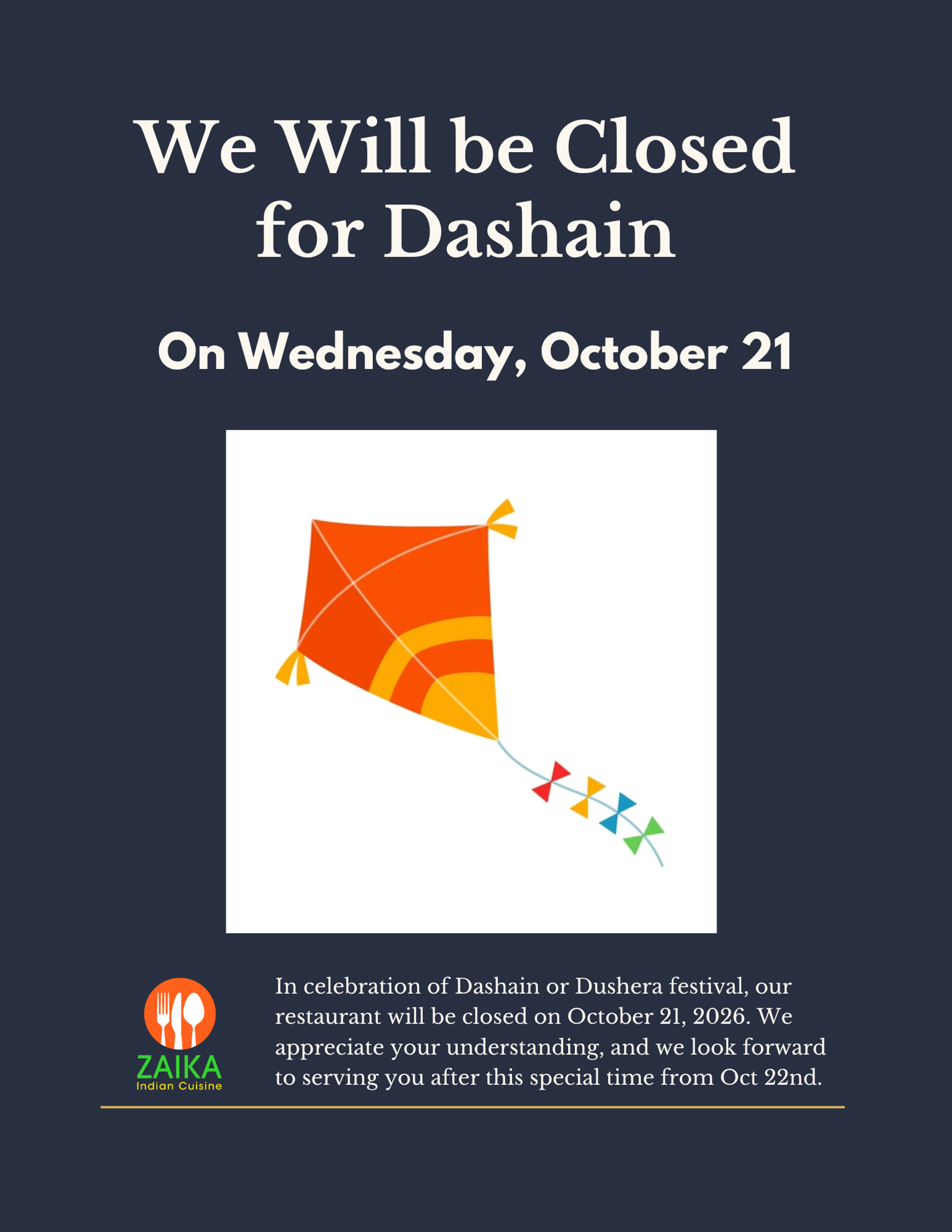 We’re closed for Dashain